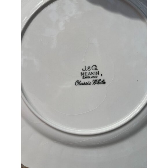 J&G Meakin Chatsworth Ironstone Dinner Plates Set Of 3 Vintage White Ribbed Desi - Picture 7 of 15